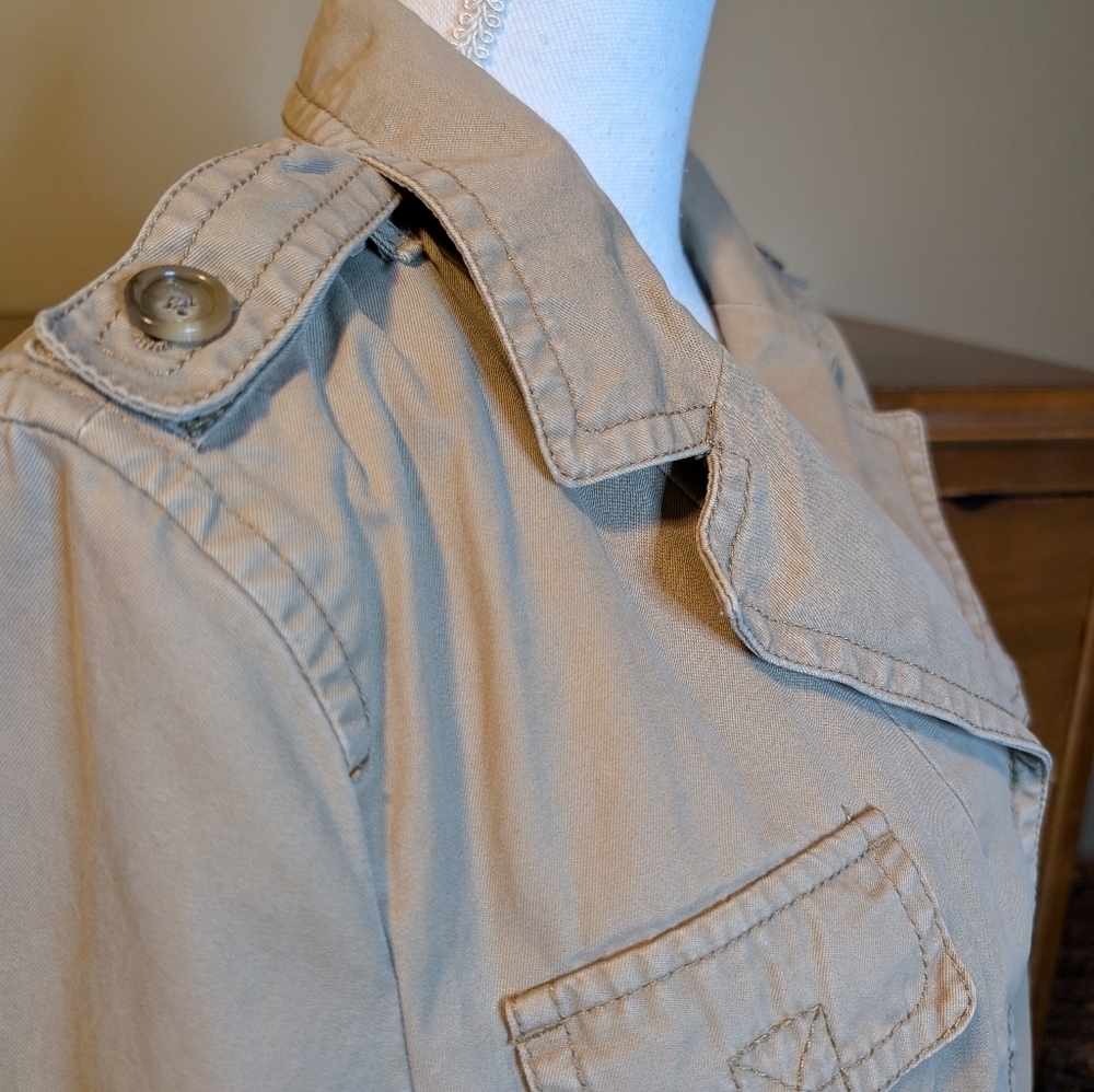 Ann Taylor Brushed Khaki Cargo Summer Jacket Casual Blazer Size L - Picture 10 of 14